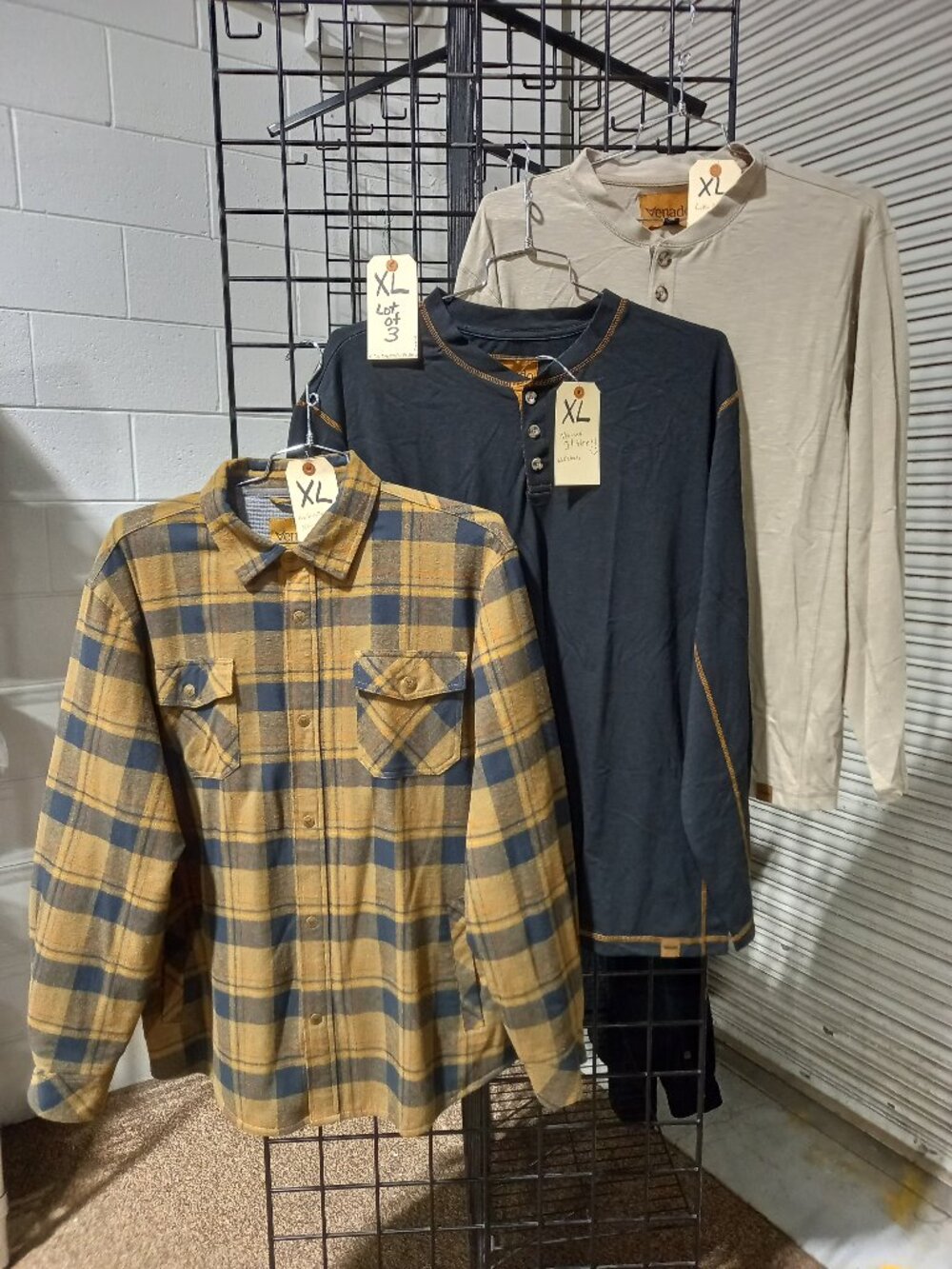 Men's Thermal Lined Flannel Shirt + 2-Venado Long Sleeve Flex Henleys | XL